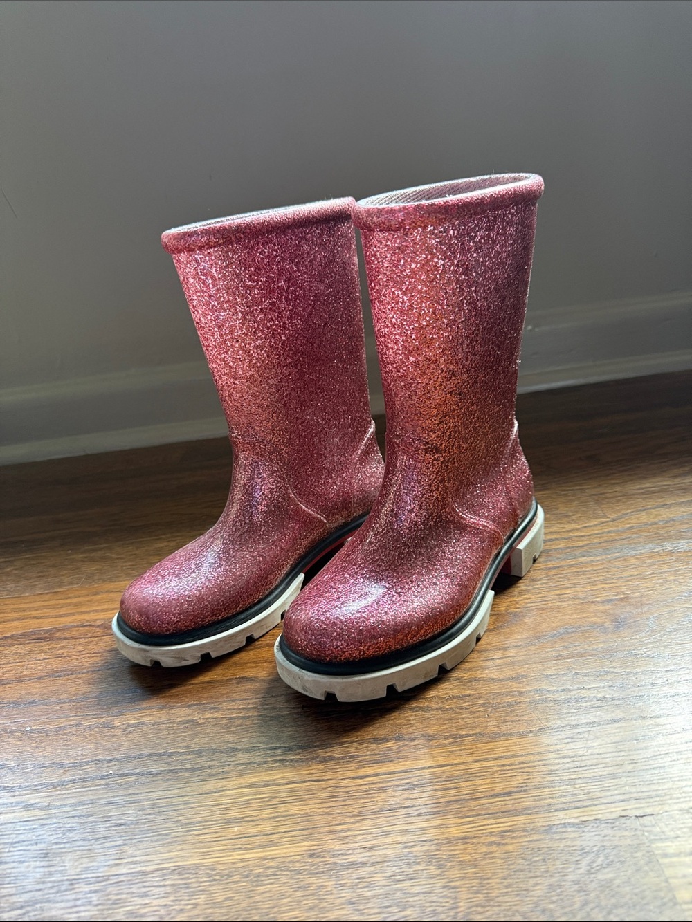 Christian Louboutin Kids Glitter Pink Rain & Snow Boots